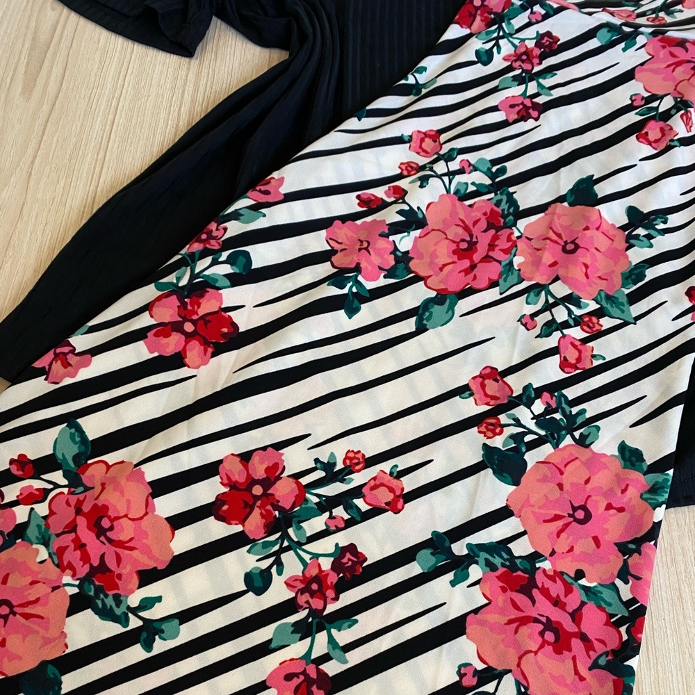 Floral Striped Maxi Skirt
